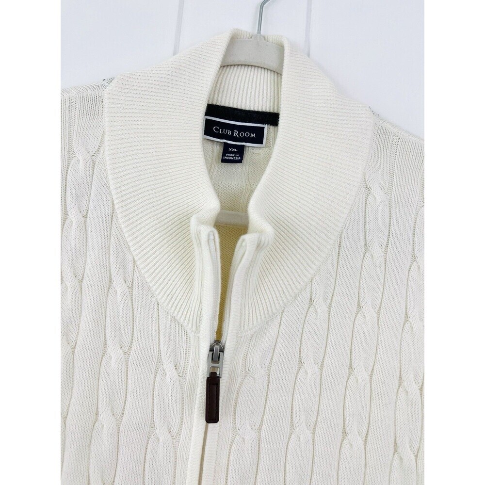 Club Room Long White Cable Knit Sweater Coastal Preppy OldMoney Classic Mens XXL